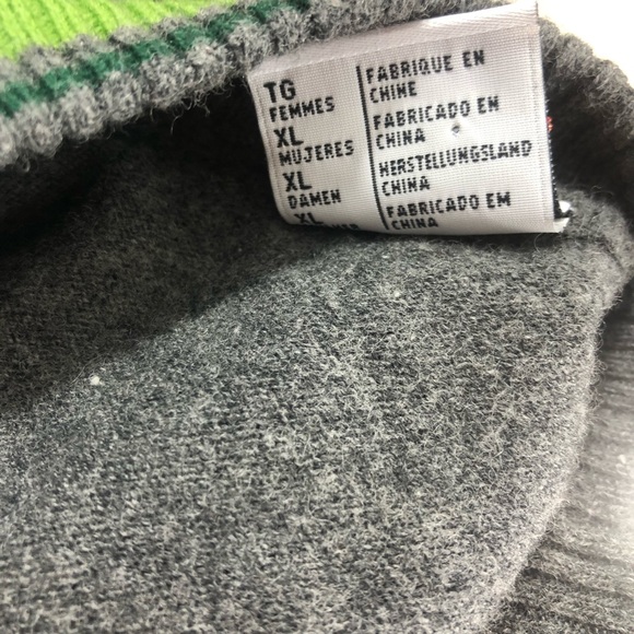 Columbia Grey & Green Snowflake Wool Sweater XL - Picture 8 of 10